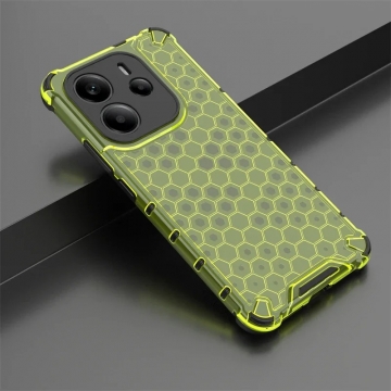 Чехол-накладка с рисунком в виде сот для смартфона Xiaomi Redmi Note 14 4G, противоударный бампер, задняя панель из поликарбоната, рама из термополиуретана, сочетание жёсткости с гибкостью, дополнительная защита углов смартфона «воздушными подушками», накладка на кнопки регулировки громкости, чёрный + прозрачный, чёрный + серый, чёрный + красный, чёрный + синий, чёрный + зелёный, Киев, Київ