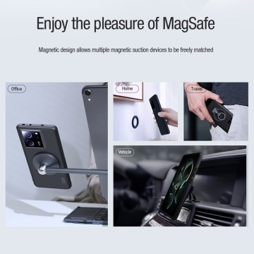 Чохол-накладка з вбудованим магнітом Nillkin Super Frosted Shield Pro Magnetic для смартфона Xiaomi 13T / Xiaomi 13T Pro / Xiaomi Redmi K60 Ultra, MagSafe, задня панель з полікарбоната, рама з термополіуретана, захист кутів смартфона «повітряними подушками», накладки на кнопки живлення й регулювання гучності, вбудоване магнітне кільце з 36-х неодимових магнітів N52, подвійний отвір для кріплення ремінця, Київ, Киев