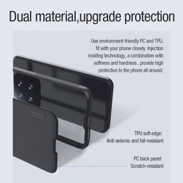 Чохол-накладка з вбудованим магнітом Nillkin Super Frosted Shield Pro Magnetic для смартфона Xiaomi 14, MagSafe, задня панель з полікарбоната, рама з термополіуретана, захист кутів смартфона «повітряними подушками», накладки на кнопки живлення й регулювання гучності, вбудоване магнітне кільце з 36-х неодимових магнітів N52, подвійний отвір для кріплення ремінця, Київ, Киев