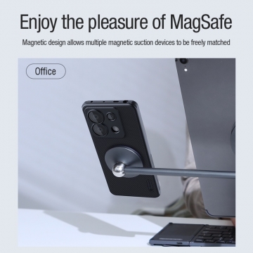 Чохол-накладка з вбудованим магнітом Nillkin Super Frosted Shield Pro Magnetic для смартфона Xiaomi Redmi Note 13 Pro 5G / Xiaomi Poco X6, MagSafe, задня панель з полікарбоната, рама з термополіуретана, захист кутів смартфона «повітряними подушками», накладки на кнопки живлення й регулювання гучності, вбудоване магнітне кільце з 36-х неодимових магнітів N52, подвійний отвір для кріплення ремінця, Київ, Киев