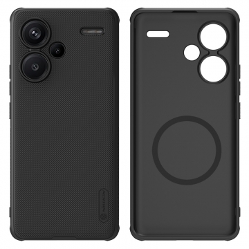 Чохол-накладка з вбудованим магнітом Nillkin Super Frosted Shield Pro Magnetic для смартфона Xiaomi Redmi Note 13 Pro+, MagSafe, задня панель з полікарбоната, рама з термополіуретана, захист кутів смартфона «повітряними подушками», накладки на кнопки живлення й регулювання гучності, вбудоване магнітне кільце з 36-х неодимових магнітів N52, подвійний отвір для кріплення ремінця, Київ, Киев