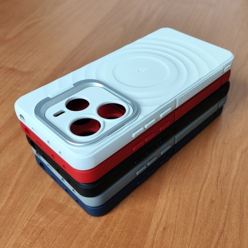 Чохол-накладка з відкидною підставкою для Xiaomi Redmi Note 14 5G, термополіуретан із м'якою підкладкою (флок), алюміній, текстура у вигляді концентричних кіл, відкидна алюмінієва рама блоку камер, підставка для перегляду відео, накладки на кнопки живлення та регулювання гучності, подвійний отвір для кріплення ремінця, Київ, Киев