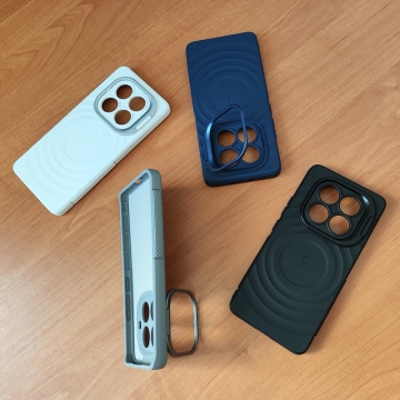 Чохол-накладка з відкидною підставкою для Xiaomi Redmi Note 14 Pro 5G / Xiaomi Poco X7, термополіуретан із м'якою підкладкою (флок), алюміній, текстура у вигляді концентричних кіл, відкидна алюмінієва рама блоку камер, підставка для перегляду відео, накладки на кнопки живлення та регулювання гучності, подвійний отвір для кріплення ремінця, Київ, Киев
