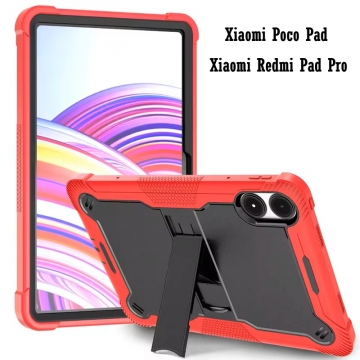 Чохол-накладка з висувною підставкою для планшета Xiaomi Poco Pad / Xiaomi Redmi Pad Pro, задня панель з полікарбоната + рама з термополіуретана, поєднання жорсткості з гнучкістю, накладка на кнопки живлення та регулювання гучності, висувна підставка для перегляду відео, Київ, Киев