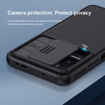 Чехол с защитной шторкой для камеры Nillkin CamShield Pro для смартфона Xiaomi Poco F4 / Xiaomi Redmi K40S, задняя панель из поликарбоната + рама из термополиуретана, дополнительная защита углов смартфона «воздушными подушками», шторка-слайдер для защиты камеры от механических воздействий, накладки на кнопки регулировки громкости, чёрный, синий, зелёный, Киев