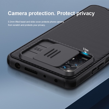 Чохол з захисною шторкою для камери Nillkin CamShield Pro для Xiaomi Redmi Note 11 Pro / Xiaomi Redmi Note 11 Pro 5G / Xiaomi Redmi Note 11E Pro (China), задня панель з полікарбоната, рама з термополіуретана, додатковий захист кутів планшета «повітряними подушками», накладка на кнопки регулювання гучності, шторка-слайдер для захисту камери від механічного впливу, Київ, Киев