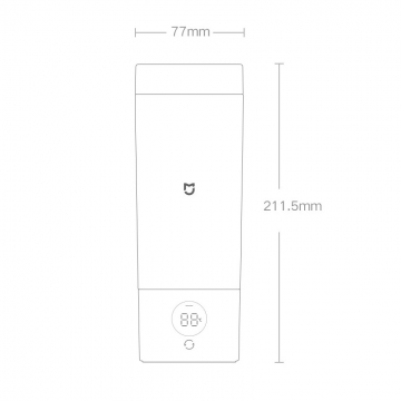 Електрична термокружка-кип’ятильник Xiaomi Mijia Portable Electric Cup 2, MJDRB02PL, колба з нержавіючої сталі AISI 316, 6-ступеневий термостат (нагрів води до 45°, 55°, 65°, 80°, 90°, 99°), функція підтримування потрібної температури до 12 годин, LED екран з відображенням температури води в реальному часі, ущільнювальне кільце в кришці запобігає протіканню води навіть при перегортанні пристрою догори дном, подвійна система безпеки проти тиску, об'єм 350 мл, 110 / 220 В, потужність 300 Вт, Київ, Киев