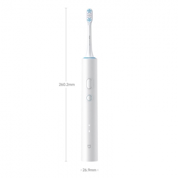 Електрична зубна щітка Xiaomi Mijia Sonic Electric Toothbrush T501 зі штучним інтелектом, MES607, безщітковий двигун на магнітній підвісці: 32000 коливань щетинок за хвилину, гасіння вібрації для зменшення напруження руки, система контролю процеса чищення за допомогою штучного інтелекту, працює з застосунком Mijia App (Mi Home), 30 сценаріїв чищення, 3 режими чищення, вологозахист IPX8, можна мити під струменем води, час повної зарядки 6,5 години, світлове кільце-індикатор, Київ, Киев