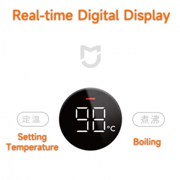 Електричний чайник Xiaomi Mijia Thermostatic Electric Kettle 2, MJHWSH03YM, безшовна колба з нержавіючої сталі AISI 304, двошарова конструкція з повітряним ізоляційним прошарком між колбою і корпусом, запобігає опікам, термостат Strix (Велика Британія), багатоступеневий термостат, функція підтримування температури до 12 годин, сенсорні клавіши з підсвіткою, LED екран з відображенням температури води в реальному часі, потрійний захист від уражения електричним струмом, 1,5 л, 1800 Вт, Київ, Киев
