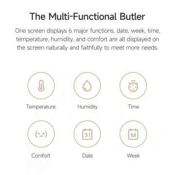 Електронний термометр / гігрометр / годинник Xiaomi Mijia Smart Temperature And Humidity Meter 3 (Xiaomi Mijia Bluetooth Thermometer 3), MJWSDO5MMC, ABS пластик + ПММА (оргскло), LCD дисплей, швейцарські сенсори виміру температури і вологості Sensirion, температура, вологість, час, дата, день тижня, комфорт / дискомфорт за допомогою емодзі, Bluetooth 5.0, Mijia App / Mi Home, Mijia Bluetooth Gateway, веде статистику температури і вологості, батарейка CR2450, Київ, Киев