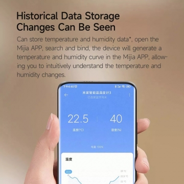 Електронний термометр / гігрометр / годинник Xiaomi Mijia Smart Temperature And Humidity Meter 3 (Xiaomi Mijia Bluetooth Thermometer 3), MJWSDO5MMC, ABS пластик + ПММА (оргскло), LCD дисплей, швейцарські сенсори виміру температури і вологості Sensirion, температура, вологість, час, дата, день тижня, комфорт / дискомфорт за допомогою емодзі, Bluetooth 5.0, Mijia App / Mi Home, Mijia Bluetooth Gateway, веде статистику температури і вологості, батарейка CR2450, Київ, Киев