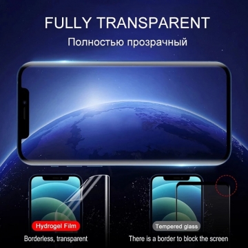 Гидрогелевая защитная плёнка для смартфона iPhone 12 Pro Max, в комплект входят 2 плёнки, бронированная плёнка, полноэкранная плёнка (закрывает экран смартфона полностью), клеится к экрану смартфона всей поверхностью, клеится без использования жидкости, самовосстанавливающаяся плёнка, не влияет на чувствительность сенсора, не искажает цвета, олеофобное покрытие, пластиковый держатель для точного позиционирования плёнки на экране, шпатель для разглаживания плёнки, Киев