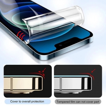 Гидрогелевая защитная плёнка для смартфона iPhone 12 / iPhone 12 Pro, в комплект входят 2 плёнки, бронированная плёнка, полноэкранная плёнка (закрывает экран смартфона полностью), клеится к экрану смартфона всей поверхностью, клеится без использования жидкости, самовосстанавливающаяся плёнка, не влияет на чувствительность сенсора, не искажает цвета, олеофобное покрытие, пластиковый держатель для точного позиционирования плёнки на экране, шпатель для разглаживания плёнки, Киев