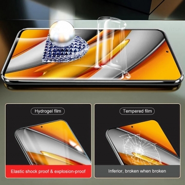 Гидрогелевая защитная плёнка для смартфона Xiaomi 12T / Xiaomi Poco F3 / Xiaomi Redmi K40 / Xiaomi Redmi K40 Pro / Redmi K50 Ultra, в комплект входят 2 плёнки, бронированная плёнка, полноэкранная плёнка (закрывает экран смартфона полностью), клеится к экрану смартфона всей поверхностью, самовосстанавливающаяся плёнка, не влияет на чувствительность сенсора, не искажает цвета, олеофобное покрытие, пластиковый держатель для точного позиционирования плёнки на экране, шпатель для разглаживания плёнки, Киев, Київ