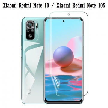 Гидрогелевая защитная плёнка для смартфона Xiaomi Redmi Note 10 / Xiaomi Redmi Note 10S, в комплект входят 2 плёнки, бронированная плёнка, полноэкранная плёнка (закрывает экран смартфона полностью), клеится к экрану смартфона всей поверхностью, клеится без использования жидкости, самовосстанавливающаяся плёнка, не влияет на чувствительность сенсора, не искажает цвета, олеофобное покрытие, пластиковый держатель для точного позиционирования плёнки на экране, шпатель для разглаживания плёнки, Киев