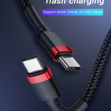 Кабель Baseus Cafule 100 Вт (USB Type-C – USB Type-C), луженая медь, термопластичный эластомер и нейлоновая оплётка, разъёмы из алюминиевого сплава, быстрая зарядка Qualcomm Quick Charge 4.0, USB Power Delivery 2.0 до 20 В / 5 А, скорость передачи данных: до 480 Мб/с, застёжка Velcro (липучка), Киев