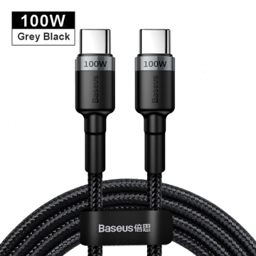 Кабель Baseus Cafule 100 Вт (USB Type-C – USB Type-C), луженая медь, термопластичный эластомер и нейлоновая оплётка, разъёмы из алюминиевого сплава, быстрая зарядка Qualcomm Quick Charge 4.0, USB Power Delivery 2.0 до 20 В / 5 А, скорость передачи данных: до 480 Мб/с, застёжка Velcro (липучка), Киев