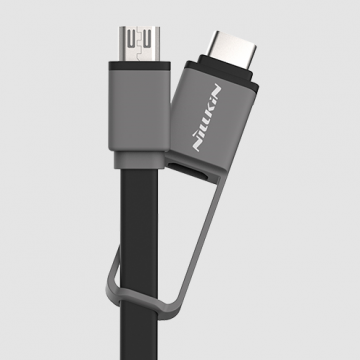 Кабель Nillkin Plus (USB – microUSB / USB Type-C), универсальный кабель «два в одном», который можно использовать для зарядки и передачи данных, плоский кабель, быстрая зарядка, бескислородная медь, 1,2 метра, Киев