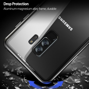 Магнитный чехол Luphie с задней стеклянной панелью для смартфона Samsung Galaxy S9+, рама из магналия, сплав алюминия и магния, задняя панель из закалённого стекла, бронированное стекло, соединяются магнитами, 9H, не влияет на качество приёма / передачи сигнала, не мешает беспроводной зарядке, чёрный, серебряный, Киев