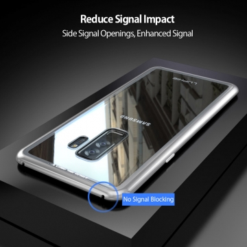 Магнитный чехол Luphie с задней стеклянной панелью для смартфона Samsung Galaxy S9+, рама из магналия, сплав алюминия и магния, задняя панель из закалённого стекла, бронированное стекло, соединяются магнитами, 9H, не влияет на качество приёма / передачи сигнала, не мешает беспроводной зарядке, чёрный, серебряный, Киев