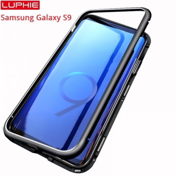 Магнитный чехол Luphie с задней стеклянной панелью для смартфона Samsung Galaxy S9, рама из магналия, сплав алюминия и магния, задняя панель из закалённого стекла, бронированное стекло, соединяются магнитами, 9H, не влияет на качество приёма / передачи сигнала, не мешает беспроводной зарядке, чёрный, серебряный, Киев