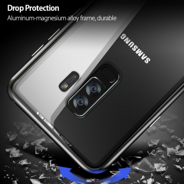 Магнитный чехол Luphie с задней стеклянной панелью для смартфона Samsung Galaxy S9, рама из магналия, сплав алюминия и магния, задняя панель из закалённого стекла, бронированное стекло, соединяются магнитами, 9H, не влияет на качество приёма / передачи сигнала, не мешает беспроводной зарядке, чёрный, серебряный, Киев