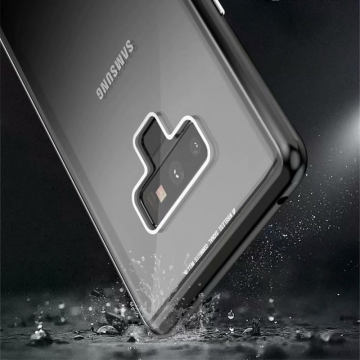 Магнитный чехол Luphie с задней стеклянной панелью для смартфона Samsung Galaxy Note 9, противоударный бампер, рама из магналия, сплав алюминия и магния, задняя панель из закалённого стекла, бронированное стекло, соединяются магнитами, 9H, не влияет на качество приёма / передачи сигнала, не мешает беспроводной зарядке, чёрный, серебряный, голубой, фиолетовый, Киев