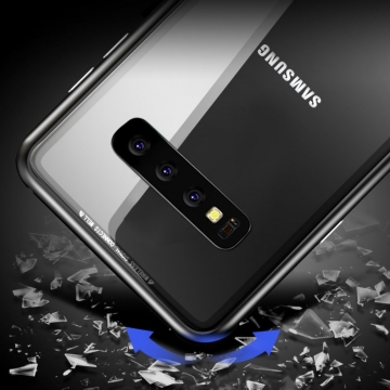 Магнитный чехол Luphie с задней стеклянной панелью для смартфона Samsung Galaxy S10, противоударный бампер, рама из магналия, сплав алюминия и магния, задняя панель из закалённого стекла, бронированное стекло, соединяются магнитами, 9H, не влияет на качество приёма / передачи сигнала, не мешает беспроводной зарядке, чёрный, чёрный + синий, чёрный + красный, золотой, серебряный, Киев