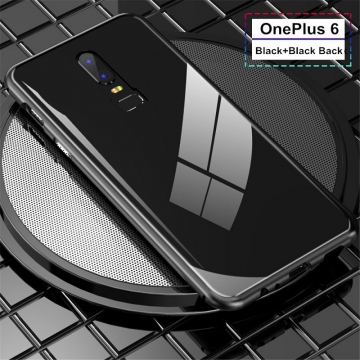 Магнитный чехол со стеклянной задней панелью для смартфона OnePlus 6, рама из магналия, сплав алюминия и магния, задняя панель из закалённого стекла, бронированное стекло, соединяются магнитами, 9H, не влияет на качество приёма / передачи сигнала, чёрный, серебряный, белый, прозрачный, Киев