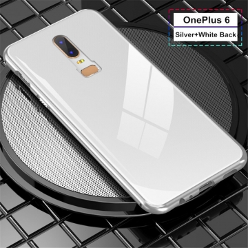 Магнитный чехол со стеклянной задней панелью для смартфона OnePlus 6, рама из магналия, сплав алюминия и магния, задняя панель из закалённого стекла, бронированное стекло, соединяются магнитами, 9H, не влияет на качество приёма / передачи сигнала, чёрный, серебряный, белый, прозрачный, Киев