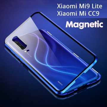 Магнитный чехол Luphie с задней стеклянной панелью для смартфона Xiaomi Mi9 Lite / Xiaomi Mi CC9, противоударный бампер, рама из магналия, сплав алюминия и магния, задняя панель из закалённого стекла, бронированное стекло, соединяются магнитами, 9H, не влияет на качество приёма / передачи сигнала, не мешает беспроводной зарядке, чёрный, синий, красный, Киев