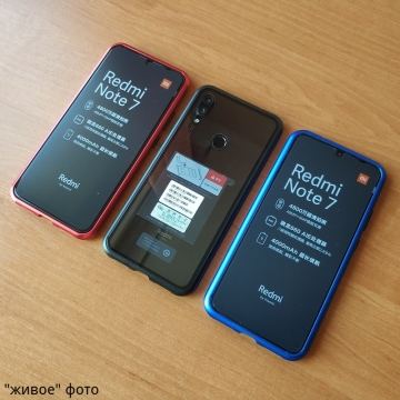 Магнитный чехол Luphie с задней стеклянной панелью для смартфона Xiaomi Redmi Note 7 / Redmi Note 7 Pro, противоударный бампер, рама из магналия, сплав алюминия и магния, задняя панель из закалённого стекла, бронированное стекло, соединяются магнитами, 9H, не влияет на качество приёма / передачи сигнала, не мешает беспроводной зарядке, чёрный, серебряный, красный, Киев