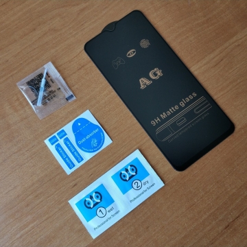 Матовое защитное стекло AG Matte Glass для смартфона Xiaomi Redmi 9, показатель по минералогической шкале твёрдости 9H, в 3 раза более устойчиво к царапинам, чем обычная защитная плёнка, не влияет на чувствительность сенсора, антибликовое покрытие, олеофобное покрытие, набор для подклеивания краёв защитного стекла, liquid, Киев, Київ