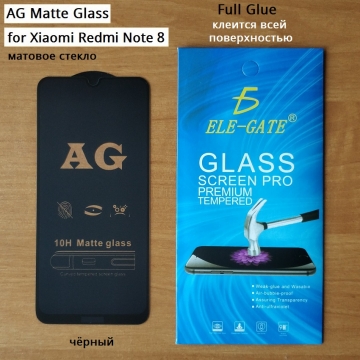 Матовое защитное стекло AG Matte Glass для смартфона Xiaomi Redmi Note 8, показатель по минералогической шкале твёрдости 9H, в 3 раза более устойчиво к царапинам, чем обычная защитная плёнка, не влияет на чувствительность сенсора, антибликовое покрытие, олеофобное покрытие, набор для подклеивания краёв защитного стекла, liquid, Киев