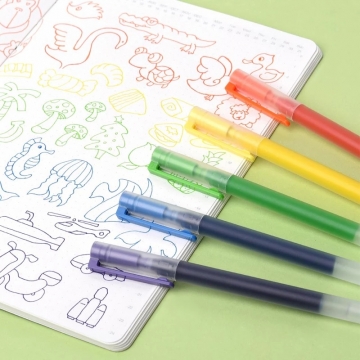 Набор гелевых ручек Xiaomi Colorful Gel Pen (5 шт.), модель MJBWB03WC, быстросохнущие чернила, не оставляют клякс, пишет до 4-х раз дольше обычной гелевой ручки, толщина наконечника: 0,5 мм, наконечник обработан на станке компании MIKRON (Швейцария), наконечник подпружинен, нет протечки чернил, синий, фиолетовый, зелёный, жёлтый, оранжевый, Киев