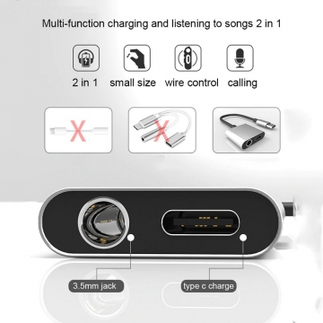 Переходник 2 в 1 USB Type-C – аудио мини-джек 3,5 мм + адаптер питания возможность одновременно подключать проводные наушники и зарядный кабель к разъёму USB Type-C Киев