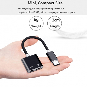 Переходник 2 в 1 USB Type-C – аудио мини-джек 3,5 мм + адаптер питания возможность одновременно подключать проводные наушники и зарядный кабель к разъёму USB Type-C Киев