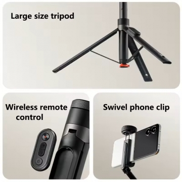 Підлоговий монопод / штатив для селфі з функцією зума Xiaomi Zoom Ground Selfie Stick, Xiaomi Zoom Floor Selfie Stick, ідеальна модель для блогерів, XMBJZPGO1YM, тримач для смартфона з двоплощинним поворотним механізмом, підключення по bluetooth, знімний багатофункціональний bluetooth пульт ДК на магнітному кріпленні, живлення пульта CR1632, Cold Shoe Mount, розкладається на 1600 мм, Киїі, Киев