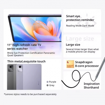 Планшетний комп’ютер Lenovo Xiaoxin Pad 2024 (8 + 128 Гб), металевий корпус, Snapdragon 685, 8 Гб RAM + 128 Гб ROM, екран 11'' IPS 1920 * 1200, 90 Гц, основна камера 8 МП, селфі камера 8 МП, акумулятор 7040 мА/г, 20 Вт, Wi-Fi, Bluetooth 5.1, GPS, OTG, USB Type-C, стереодинаміки, 3,5 мм аудіоджек, ZUI 15, Android 13, УКРАЇНСЬКА МОВА, GOOGLE PLAY, Київ, Киев