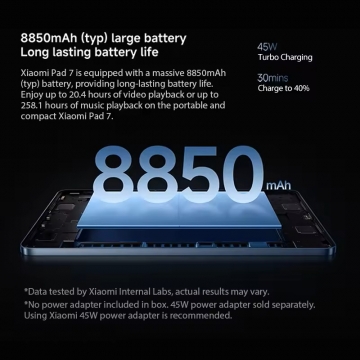 Планшетний комп'ютер Xiaomi Pad 7 (8 + 256 Гб, Global Version), металевий корпус, Snapdragon 7+ Gen 3, 8 Гб RAM + 256 Гб ROM, екран 11,2'' IPS, 12 біт, 144 Гц, камера 13 МП, селфі камера 8 МП, акумулятор 8850 мА/г / 45 Вт, Wi-Fi 6e, Bluetooth 5.4, OTG, USB Type-C 3.2, 4 стереодинаміка, HyperOS 2, Android 15, УКРАЇНСЬКА МОВА, GOOGLE PLAY, 2410CRP4CG, AAC LDAC LHDC 5.0, Hi-Res Audio, Hi-Res Audio Wireless, Dolby Atmos, HDR 10, Dolby Vision, ІЧ порт, Київ, Киев