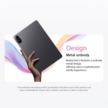 Планшетний комп’ютер Xiaomi Redmi Pad 2 Wi-Fi (8 + 256 Гб, Global Version), 25040RP0AG, металевий корпус, MediaTek Helio G100-Ultra, оперативна пам’ять 8 Гб (LPDDR4X), постійна пам’ять 256 Гб (UFS 2.2), слот для карт пам'яті до 2 Тб, екран 11'' 2,5K IPS, 10 біт, частота 90 Гц, основна камера: 8 МП, Wi-Fi 5, Bluetooth 5.3, OTG, AAC / SBC / LDAC, чотири стереодинаміка, Dolby Atmos, підтримка стилуса Redmi Smart Pen, акумулятор 9000 мА/г, USB Type-C, аудіоджек 3,5 мм, HyperOS 2, Android 15, Київ, Киев