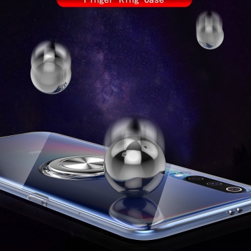 Прозрачный чехол-накладка с магнитным кольцом для Xiaomi Mi9, противоударный бампер, силикон, термополиуретан TPU, дополнительная защита углов смартфона «воздушными подушками», накладки на кнопки регулировки громкости и включения / выключения, кольцо для пальца, кольцо-подставка для просмотре видео, магнитное кольцо крепится к автомобильным магнитным держателям, прозрачный, прозрачный с чёрным оттенком, прозрачный с синим оттенком, прозрачный с красным оттенком, Киев