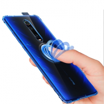 Прозрачный чехол-накладка с магнитным кольцом для Xiaomi Redmi K20 / Xiaomi Redmi K20 Pro / Xiaomi Mi9T / Xiaomi Mi9T Pro, термополиуретан TPU, дополнительная защита углов смартфона «воздушными подушками», накладки на кнопки регулировки громкости и включения / выключения, кольцо для пальца, кольцо-подставка для просмотре видео, магнитное кольцо крепится к автомобильным магнитным держателям, прозрачный, прозрачный с чёрным оттенком, прозрачный с синим оттенком, прозрачный с красным оттенком, Киев