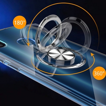 Прозрачный чехол-накладка с магнитным кольцом для Xiaomi Redmi Note 7 / Redmi Note 7 Pro, термополиуретан TPU, дополнительная защита углов смартфона «воздушными подушками», накладки на кнопки регулировки громкости и включения / выключения, кольцо для пальца, кольцо-подставка для просмотре видео, магнитное кольцо крепится к автомобильным магнитным держателям, прозрачный, прозрачный с чёрным оттенком, прозрачный с синим оттенком, прозрачный с красным оттенком, Киев