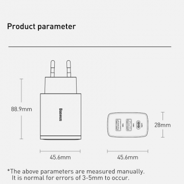 Сетевое зарядное устройство Baseus Compact Quick Charger 30 Вт (USB + USB + USB Type-C), CCXJ-E01, CCXJ-E02, материал корпуса: негорючий пластик, поддержка одновременной зарядки трёх устройств, порт USB Type-C поддерживает быструю зарядку и USB Power Delivery 3.0 до 30 Вт, совместимость с большинством стандартов быстрой зарядки, умная зарядка (автоматический подбор параметров зарядки для различных устройств), многоуровневая защита от замыканий, перегрузок, перегрева и т. п., Киев