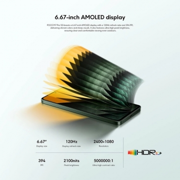 Смартфон Xiaomi Poco M7 Pro 5G NFC (8 + 256 Гб, Global Version)	, 2409FPCC4G, 2 SIM-карти, Dimensity 7025-Ultra, 8 Гб RAM + 256 Гб ROM, екран 6,67'' AMOLED 2400 * 1080, 120 Гц, камера 50 МП, Sony IMX882, акумулятор 5110 мА/г, 45 Вт, сканер відбитків пальців, Wi-Fi, Bluetooth 5.3, GPS, NFC / Google Pay, OTG, USB Type-C, стереодинаміки, Dolby Atmos, 3,5 мм аудіоджек, HyperOS, Android 14, УКРАЇНСЬКА МОВА, GOOGLE PLAY, Київ, Киев