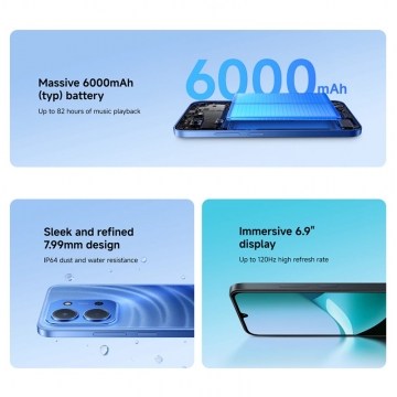 Смартфон Xiaomi Redmi 15C NFC (8 + 256 Гб, Global Version), 2 SIM-карти, 4G LTE, Helio G81-Ultra, 8 Гб RAM + 256 Гб ROM, екран 6,9'' IPS 1600 * 720, 120 Гц, камера 50 МП, акумулятор 6000 мА/г / 33 Вт, сканер відбитків пальців, Wi-Fi, Bluetooth 5.4, GPS, NFC / Google Pay, OTG, USB Type-C, 3,5 мм аудіоджек, HyperOS 2, Android 15, УКРАЇНСЬКА МОВА, GOOGLE PLAY, Київ, Киев