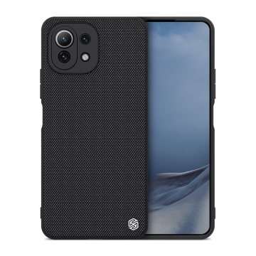 Текстурированный чехол-накладка Nillkin для смартфона Xiaomi Mi 11 Lite / Xiaomi Mi 11 Lite 5G / Xiaomi Mi 11 Youth Edition, textured case, противоударный бампер, рифлёный пластик с нейлоновым волокном, рама из термополиуретана, логотип Nillkin, двойное отверстие для крепления ремешка, чёрный, Киев