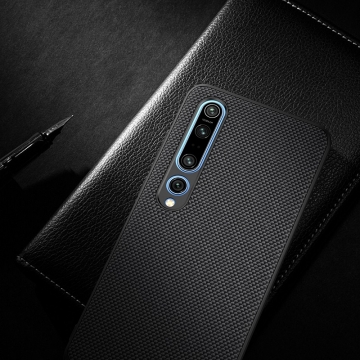 Текстурированный чехол-накладка Nillkin для смартфона Xiaomi Mi10 Pro, textured case, противоударный бампер, рифлёный пластик с нейлоновым волокном, рама из термополиуретана, логотип Nillkin, двойное отверстие для крепления ремешка, чёрный, Киев