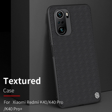 Текстурированный чехол-накладка Nillkin для смартфона Xiaomi Poco F3 / Xiaomi Redmi K40 / Xiaomi Redmi K40 Pro / Xiaomi Mi 11i, textured case, противоударный бампер, рифлёный пластик с нейлоновым волокном, рама из термополиуретана, логотип Nillkin, двойное отверстие для крепления ремешка, чёрный, Киев